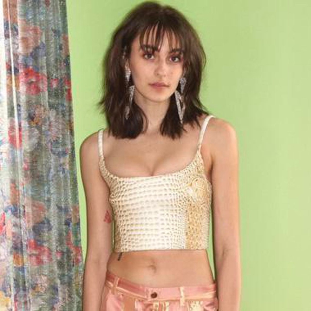 Mia Vesper Faux Croc Tiny Top in Marshmallow